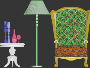 armchair with decor 5 3D मॉडल