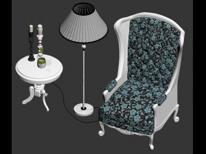 armchair with decor 5 3D मॉडल