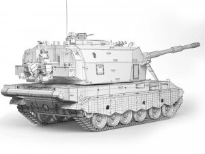 Self-Propelled Howitzer 2S35 Coalition-SV 2015 3D Model