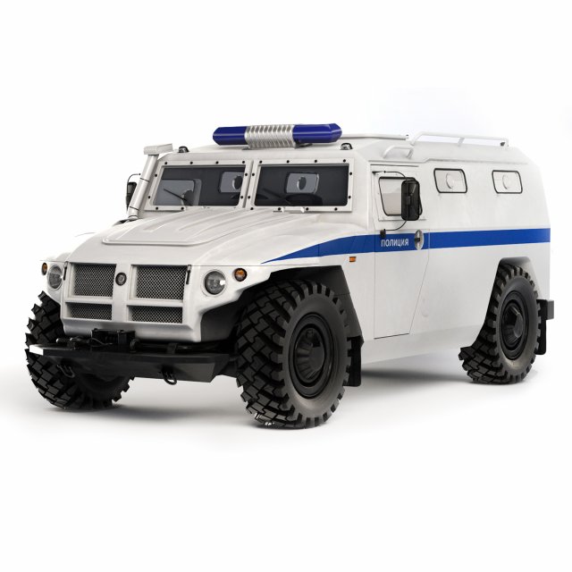 GAZ Tiger 233036 police 2005 Modelo 3D .c4d .max .obj .3ds .fbx .stl .blend 