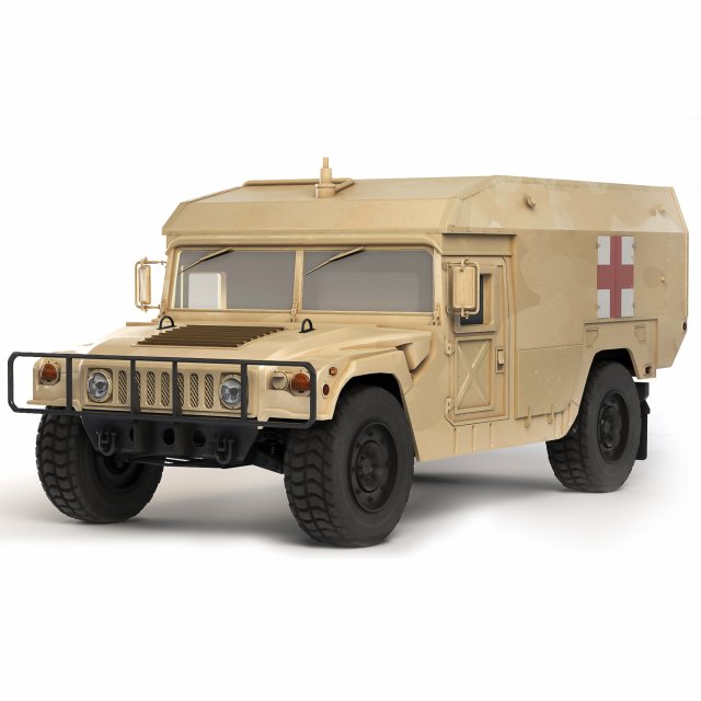 HMMWV M996A1 Ambulance 2004 3D Модель .c4d .max .obj .3ds .fbx .stl .blend 