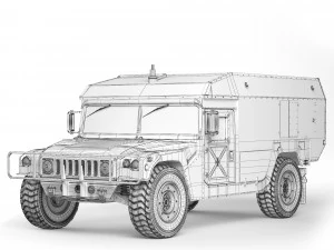 HMMWV M996A1 Ambulance 2004 3D Model