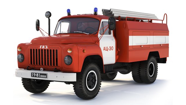 GAZ 53 AC-30-106G fire truck 1987 3D 模型 .c4d .max .obj .3ds .fbx .stl .blend 