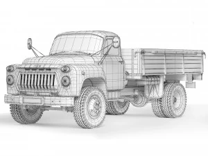 GAZ 53 flatbed body 1961 3D Model