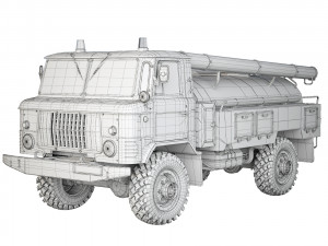 GAZ 66 AC-30 fire truck 1971 Modelo 3D