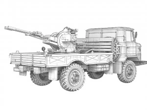 GAZ 66 with ZU-23-2 1970 3D Model