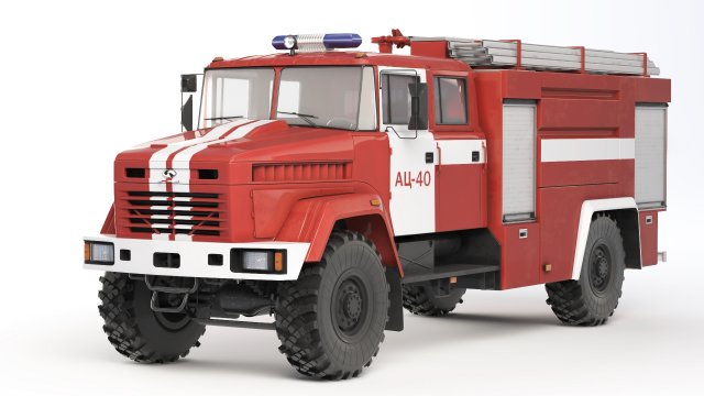 KrAZ 5233 NE AC-40 fire truck 2013 3D 模型 .c4d .max .obj .3ds .fbx .stl .blend 