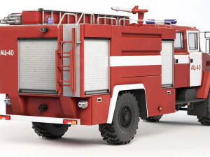KrAZ 5233 NE AC-40 fire truck 2013 3D Model