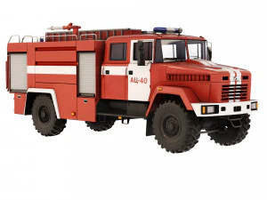 KrAZ 5233 NE AC-40 fire truck 2013 3D Model