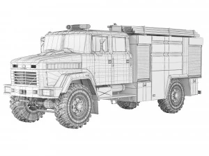 KrAZ 5233 NE AC-40 fire truck 2013 3D Model