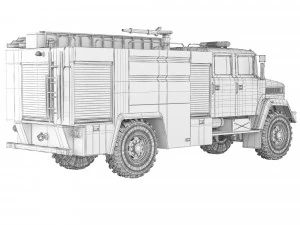KrAZ 5233 NE AC-40 fire truck 2013 3D Model
