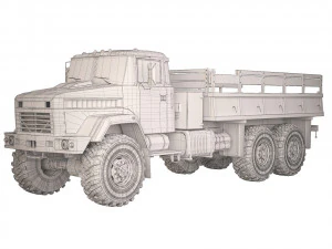 KrAZ 6322 flatbed body 1999 3D Model