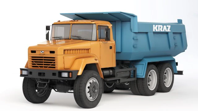 KrAZ 65055 dump truck 2004 3D Model .c4d .max .obj .3ds .fbx .stl .blend