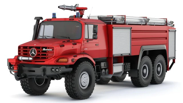 Mercedes-Benz Zetros 2733 fire truck 2022 3D Model .c4d .max .obj .3ds .fbx .stl .blend
