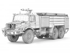 Mercedes-Benz Zetros 2733 fire truck 2022 3D Model