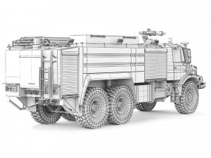 Mercedes-Benz Zetros 2733 fire truck 2022 3D Model