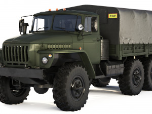 Ural 4320 tarpaulin body 1980 3D Model