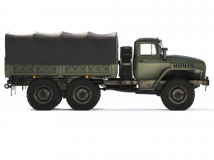 Ural 4320 tarpaulin body 1980 3D Model