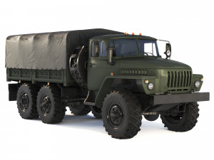 Ural 4320 tarpaulin body 1980 3D Model