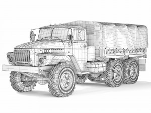Ural 4320 tarpaulin body 1980 3D Model