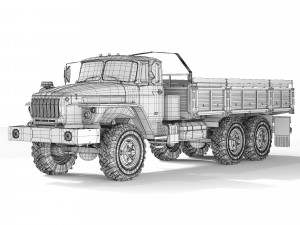 Ural 4320-0911 flatbed body 2015 Modelo 3D