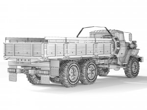 Ural 4320-0911 flatbed body 2015 Modelo 3D