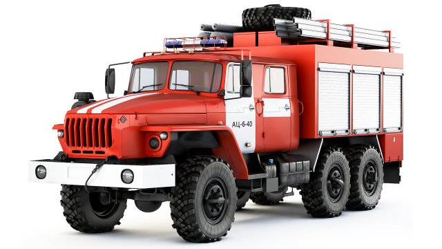 Ural 5557 AC-60-40 fire truck 2021 Model 3D .c4d .max .obj .3ds .fbx .stl .blend 