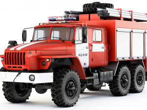 Ural 5557 AC-60-40 fire truck 2021 3D Модель