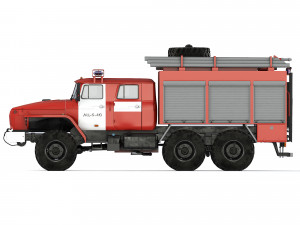 Ural 5557 AC-60-40 fire truck 2021 Model 3D