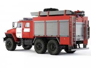 Ural 5557 AC-60-40 fire truck 2021 3D Model