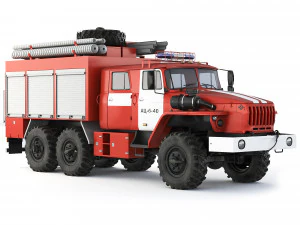 Ural 5557 AC-60-40 fire truck 2021 3D Model