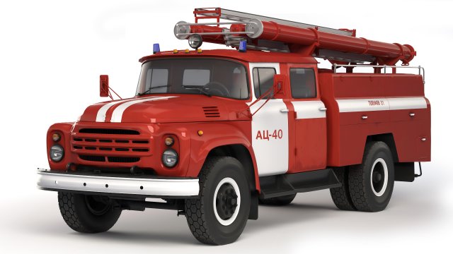 ZiL 130 AC-40 firecar 1978 3D Model .c4d .max .obj .3ds .fbx .stl .blend 