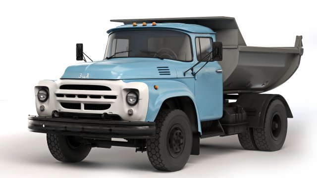 ZiL 130 dump truck MMZ 555 1965 3D Model .c4d .max .obj .3ds .fbx .stl .blend 