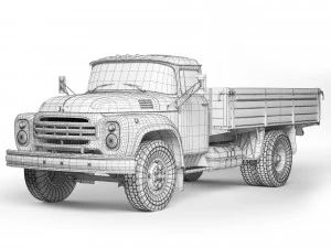 ZiL 130 flatbed body 1978 3D Model