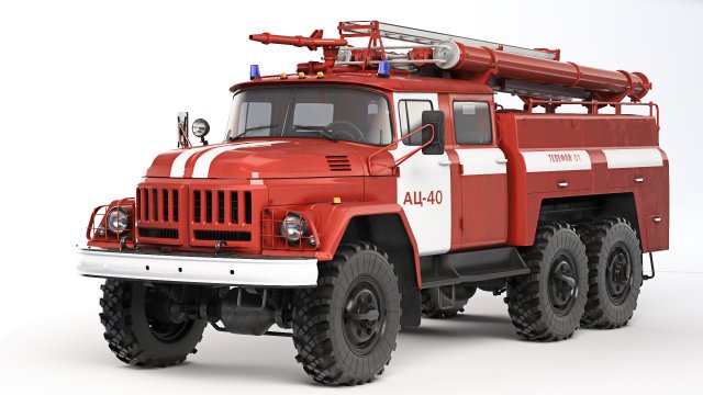 ZiL 131 AC-40 fire truck 1970 3D 模型 .c4d .max .obj .3ds .fbx .stl .blend 