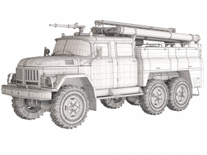 ZiL 131 AC-40 fire truck 1970 3D 模型