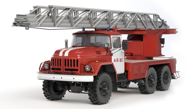 ZiL 131 AL-30 fire truck 1988 Modello 3D .c4d .max .obj .3ds .fbx .stl .blend 