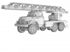 ZiL 131 AL-30 fire truck 1988 3D Model
