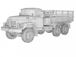 ZiL 131 flatbed body 1966 3D Model