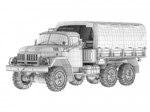 ZiL 131 tarpaulin body 1967 Modèle 3D