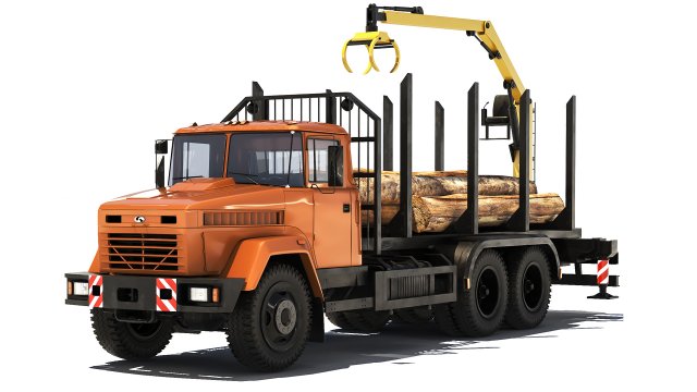 KrAZ 6233M6 timber carrier 2003 3D Model .c4d .max .obj .3ds .fbx .stl .blend 