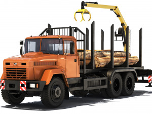 KrAZ 6233M6 timber carrier 2003 Modelo 3D