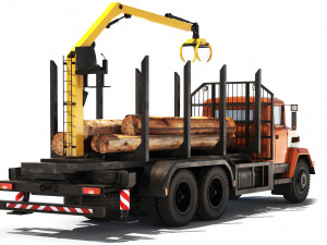 KrAZ 6233M6 timber carrier 2003 3D Model