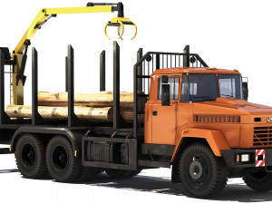 KrAZ 6233M6 timber carrier 2003 3D Model