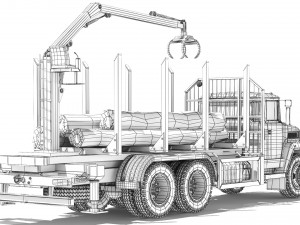 KrAZ 6233M6 timber carrier 2003 3D Model