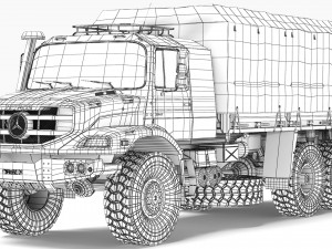 Mercedes-Benz Zetros 3042 tarpaulin body 2019 3D 模型