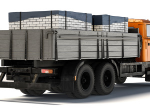 KrAZ 65053 flatbed 2008 3D Model