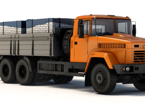 KrAZ 65053 flatbed 2008 3D Model