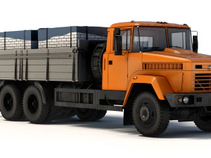 KrAZ 65053 flatbed 2008 3D Model