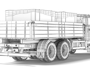 KrAZ 65053 flatbed 2008 3D Model